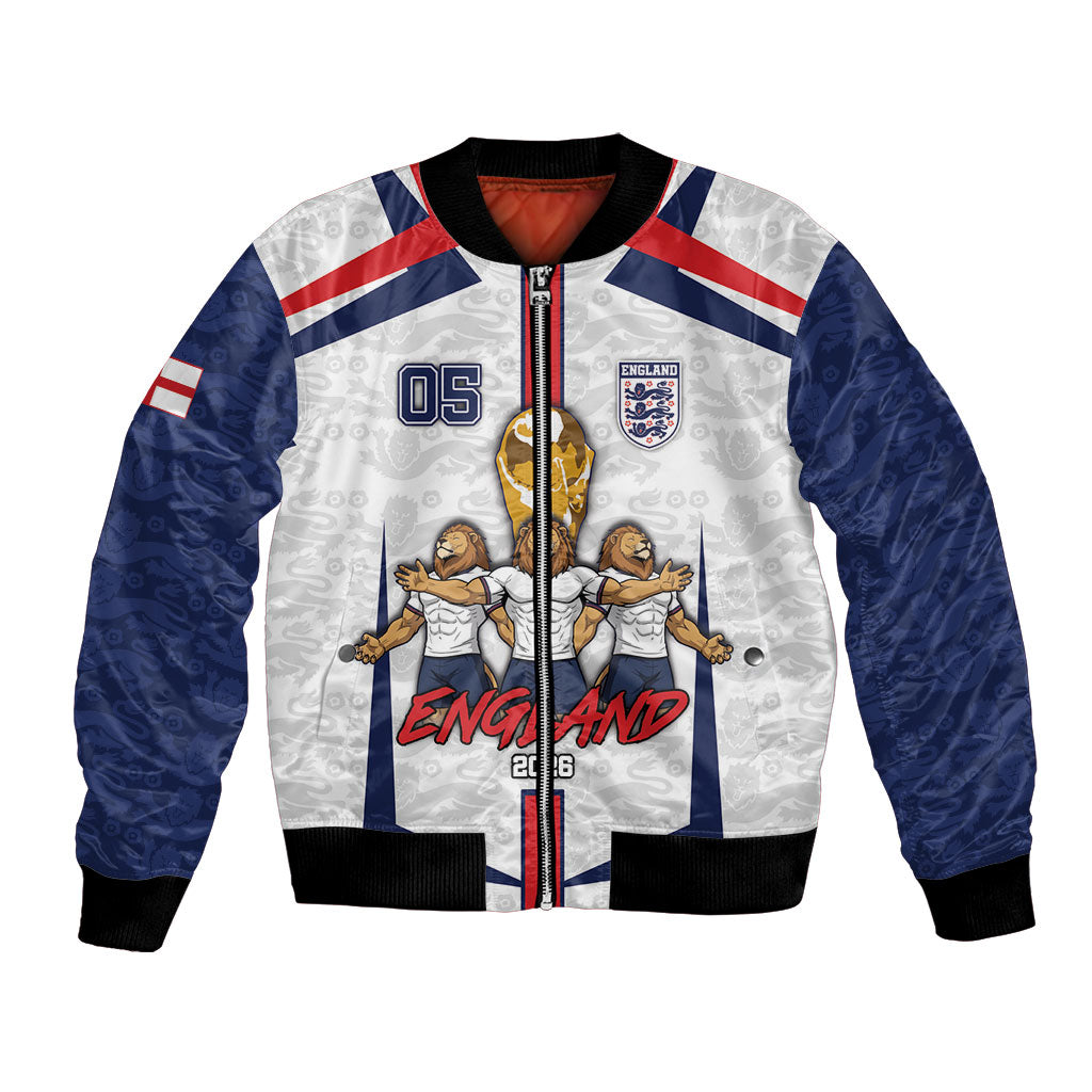 Custom England Football Bomber Jacket Three Lions Trophy St George Cross