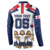 Custom England Football Button Sweatshirt Three Lions Trophy St George Cross