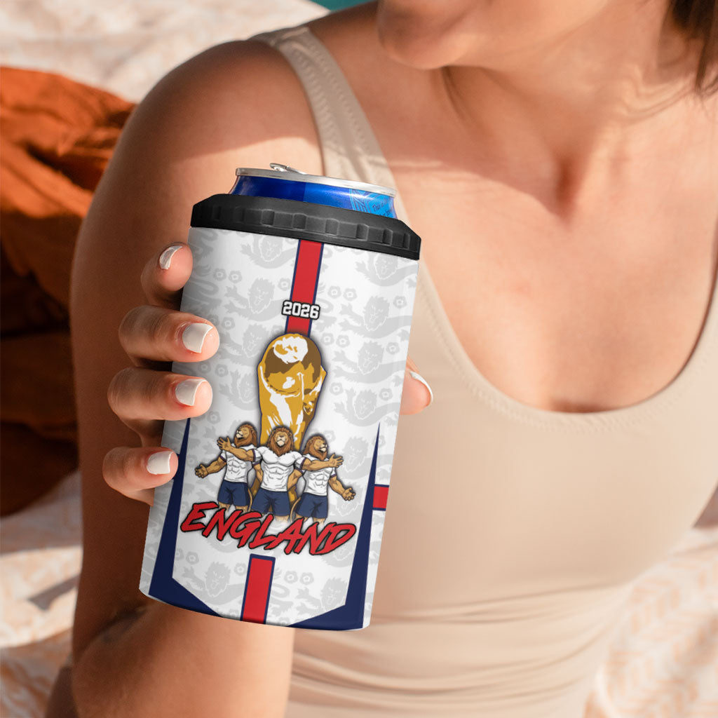 Custom England Football 4 in 1 Can Cooler Tumbler Three Lions Trophy St George Cross