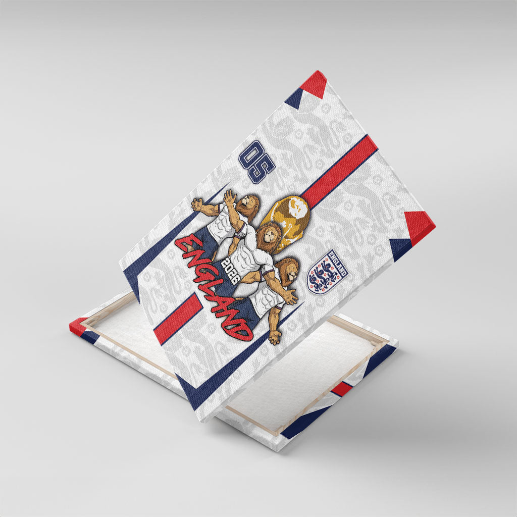 Custom England Football Canvas Wall Art Three Lions Trophy St George Cross