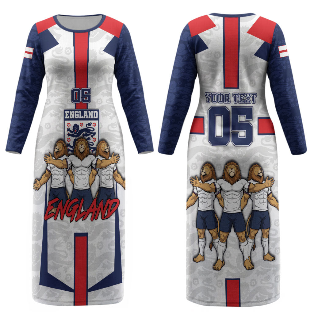 Custom England Football Couples Matching Long Sleeve Bodycon Dress and Long Sleeve Button Shirt Three Lions Trophy St George Cross