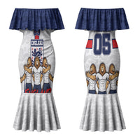Custom England Football Couples Matching Mermaid Dress and Hawaiian Shirt Three Lions Trophy St George Cross