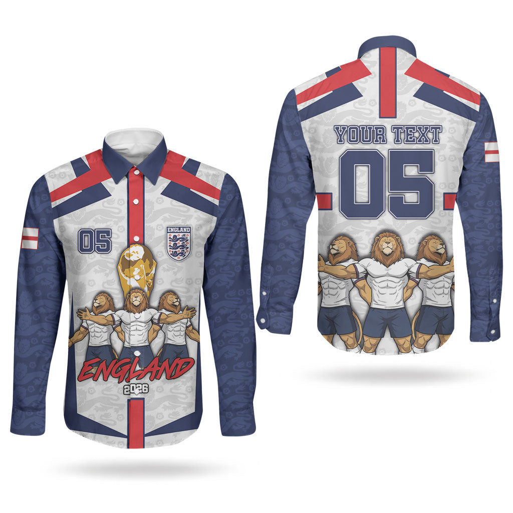 Custom England Football Couples Matching Off The Shoulder Long Sleeve Dress and Long Sleeve Button Shirt Three Lions Trophy St George Cross