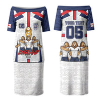 Custom England Football Couples Matching Puletasi and Long Sleeve Button Shirt Three Lions Trophy St George Cross