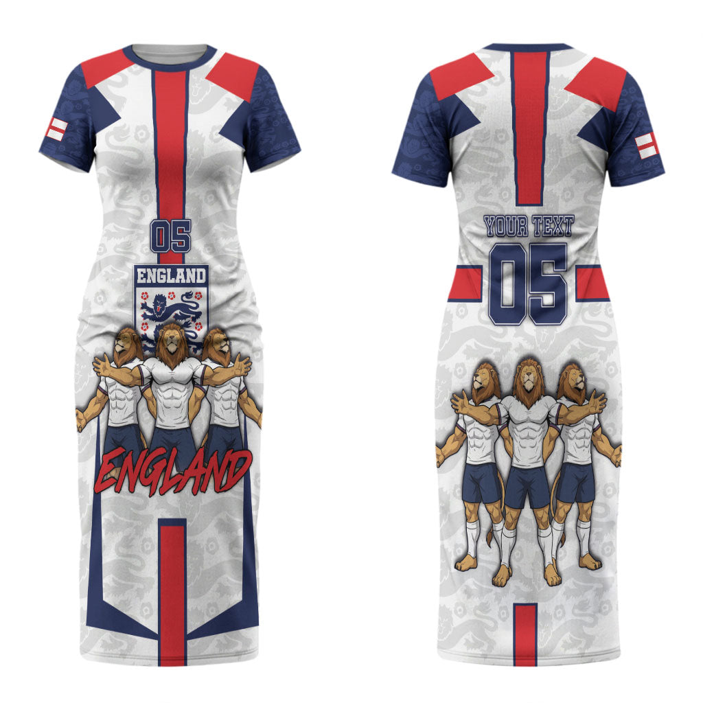 Custom England Football Couples Matching Short Sleeve Bodycon Dress and Hawaiian Shirt Three Lions Trophy St George Cross