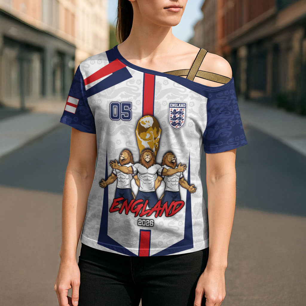 Custom England Football Cross Shoulder Shirt Three Lions Trophy St George Cross