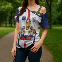Custom England Football Cross Shoulder Shirt Three Lions Trophy St George Cross