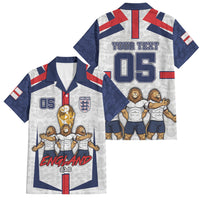 Custom England Football Family Matching Puletasi and Hawaiian Shirt Three Lions Trophy St George Cross