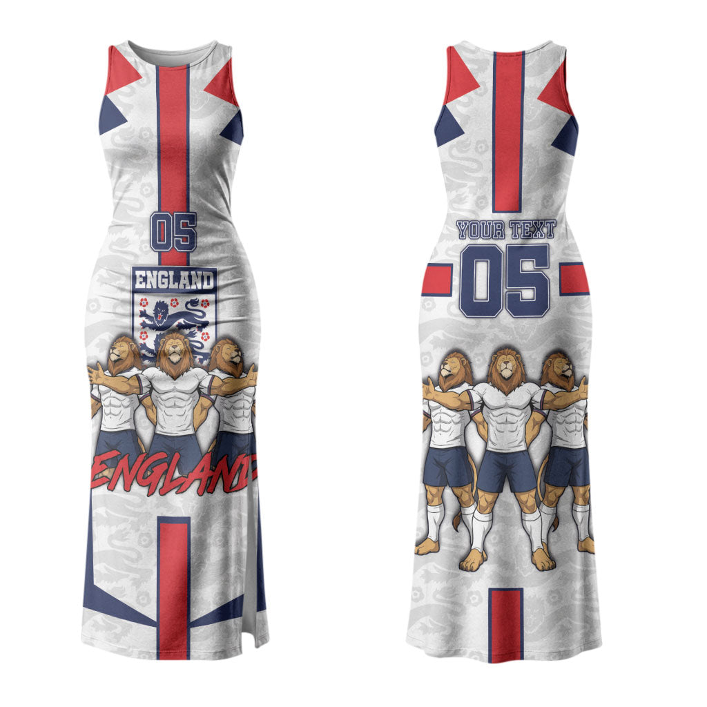 Custom England Football Family Matching Tank Maxi Dress and Hawaiian Shirt Three Lions Trophy St George Cross