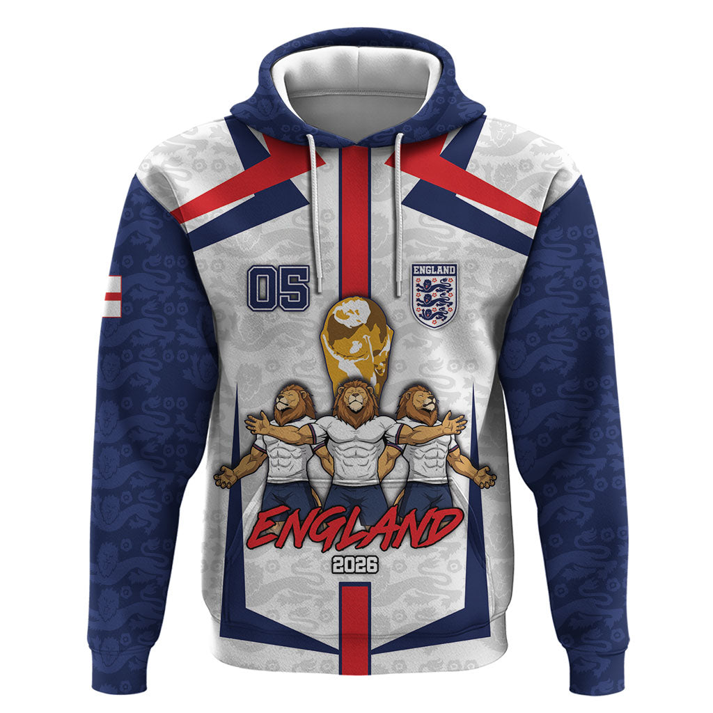 Custom England Football Hoodie Three Lions Trophy St George Cross
