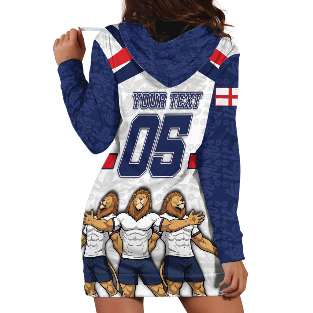 Custom England Football Hoodie Dress Three Lions Trophy St George Cross