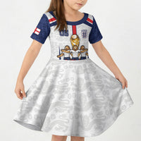 Custom England Football Kid Short Sleeve Dress Three Lions Trophy St George Cross