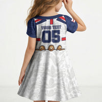Custom England Football Kid Short Sleeve Dress Three Lions Trophy St George Cross