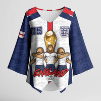 Custom England Football Kimono Sleeve Blouse Three Lions Trophy St George Cross