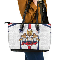 Custom England Football Leather Tote Bag Three Lions Trophy St George Cross