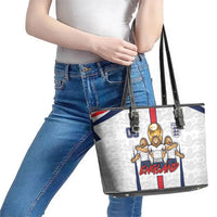 Custom England Football Leather Tote Bag Three Lions Trophy St George Cross