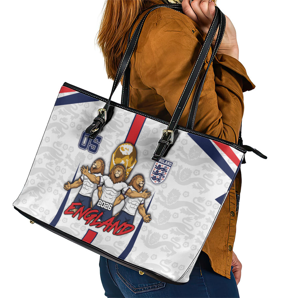 Custom England Football Leather Tote Bag Three Lions Trophy St George Cross