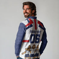 Custom England Football Long Sleeve Polo Shirt Three Lions Trophy St George Cross