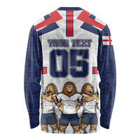 Custom England Football Long Sleeve Shirt Three Lions Trophy St George Cross