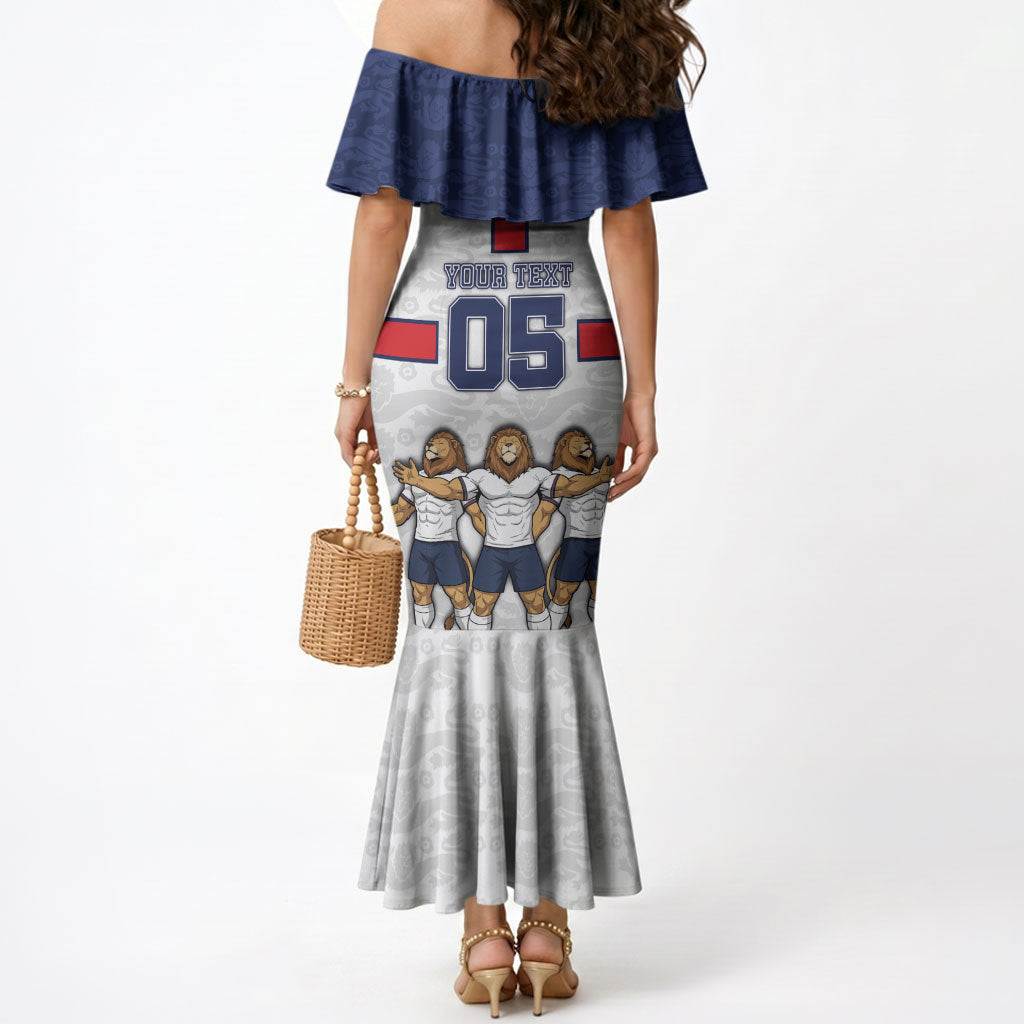 Custom England Football Mermaid Dress Three Lions Trophy St George Cross