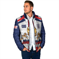 Custom England Football Padded Jacket Three Lions Trophy St George Cross