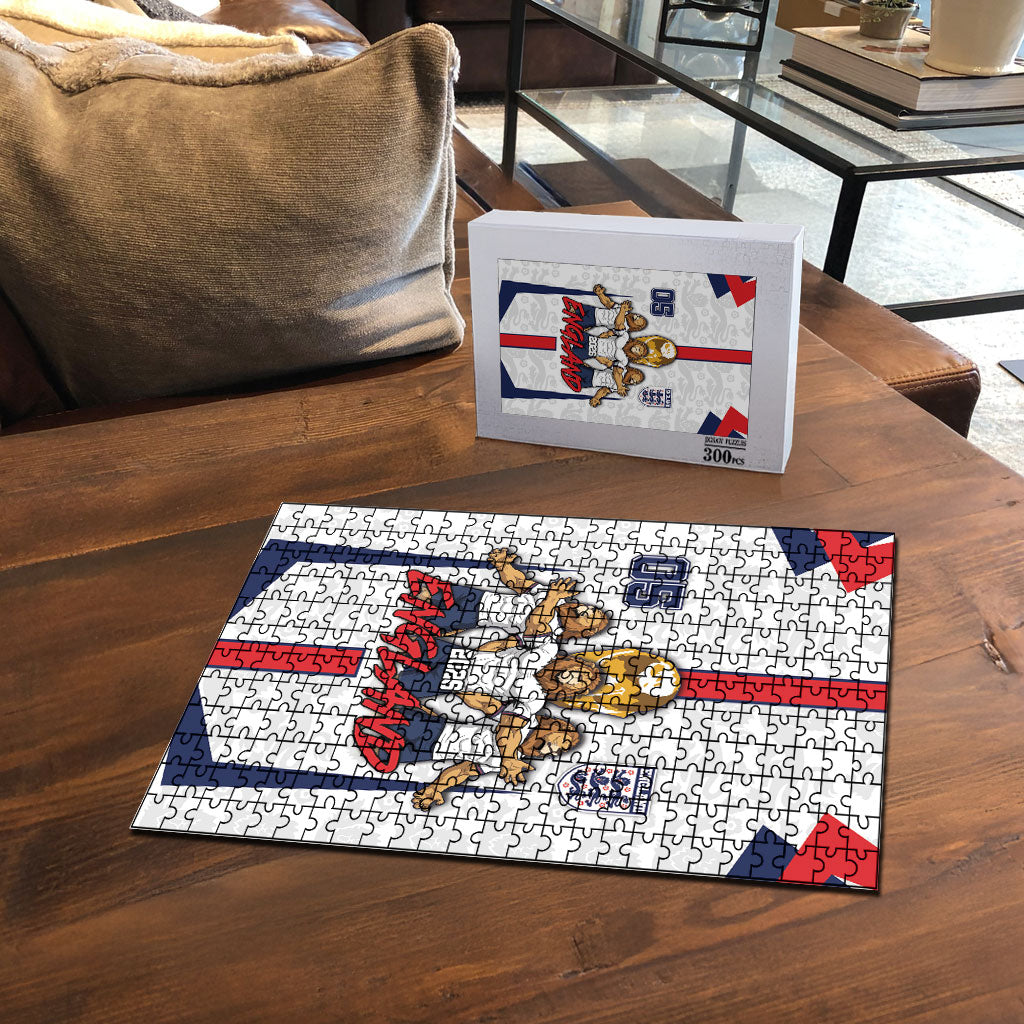 Custom England Football Puzzle Three Lions Trophy St George Cross