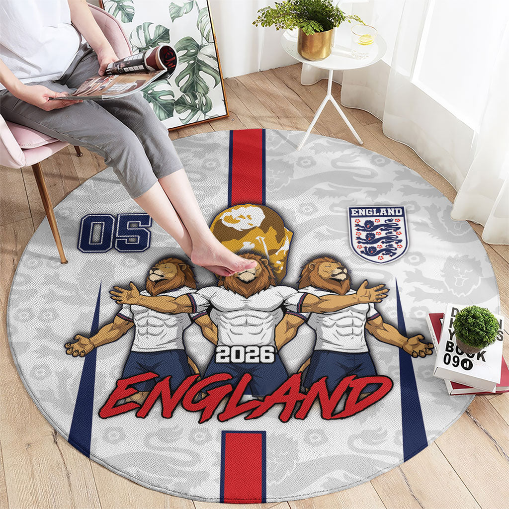 Custom England Football Round Carpet Three Lions Trophy St George Cross