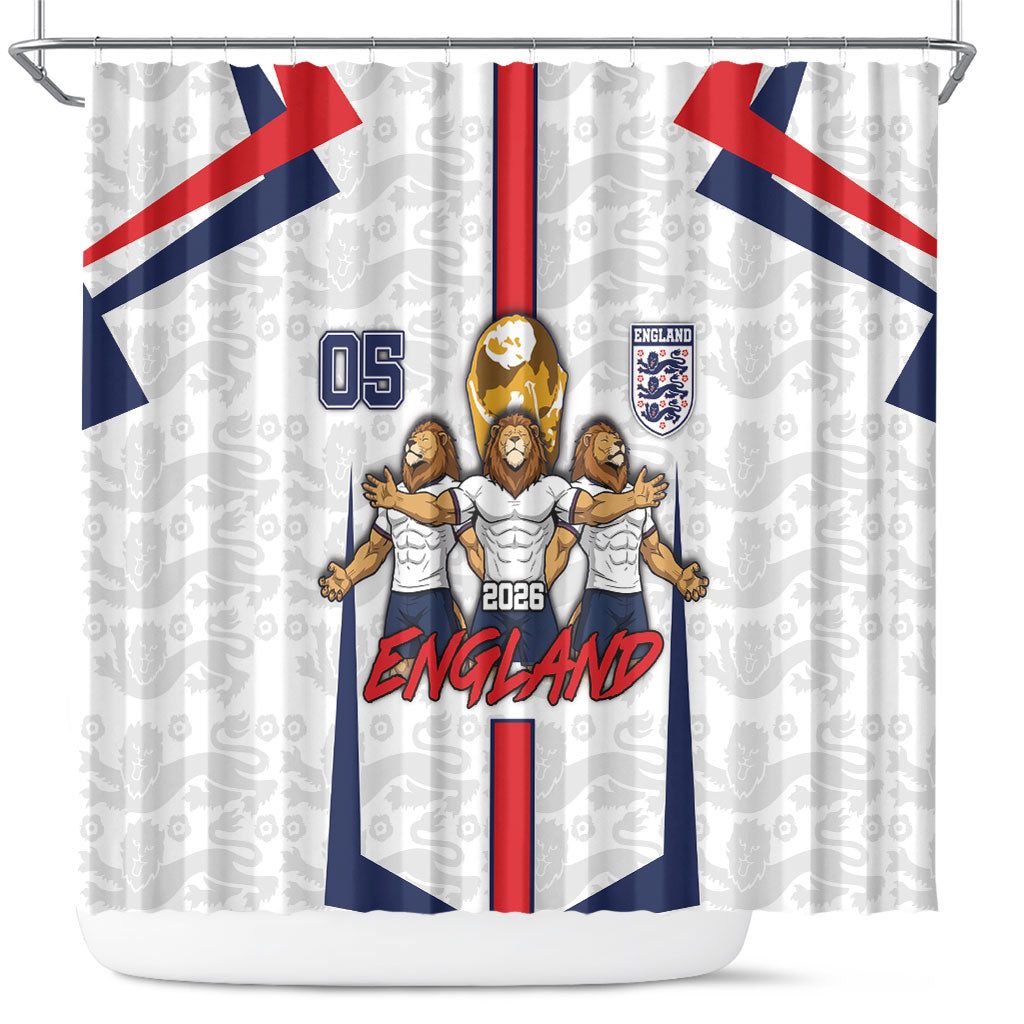 Custom England Football Shower Curtain Three Lions Trophy St George Cross