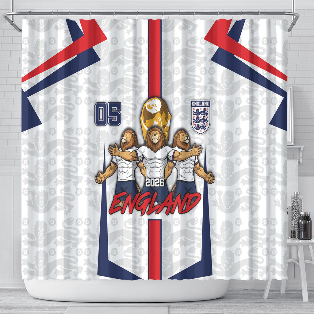 Custom England Football Shower Curtain Three Lions Trophy St George Cross