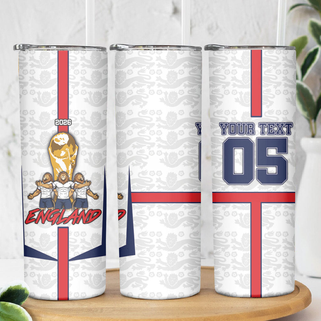 Custom England Football Skinny Tumbler Three Lions Trophy St George Cross