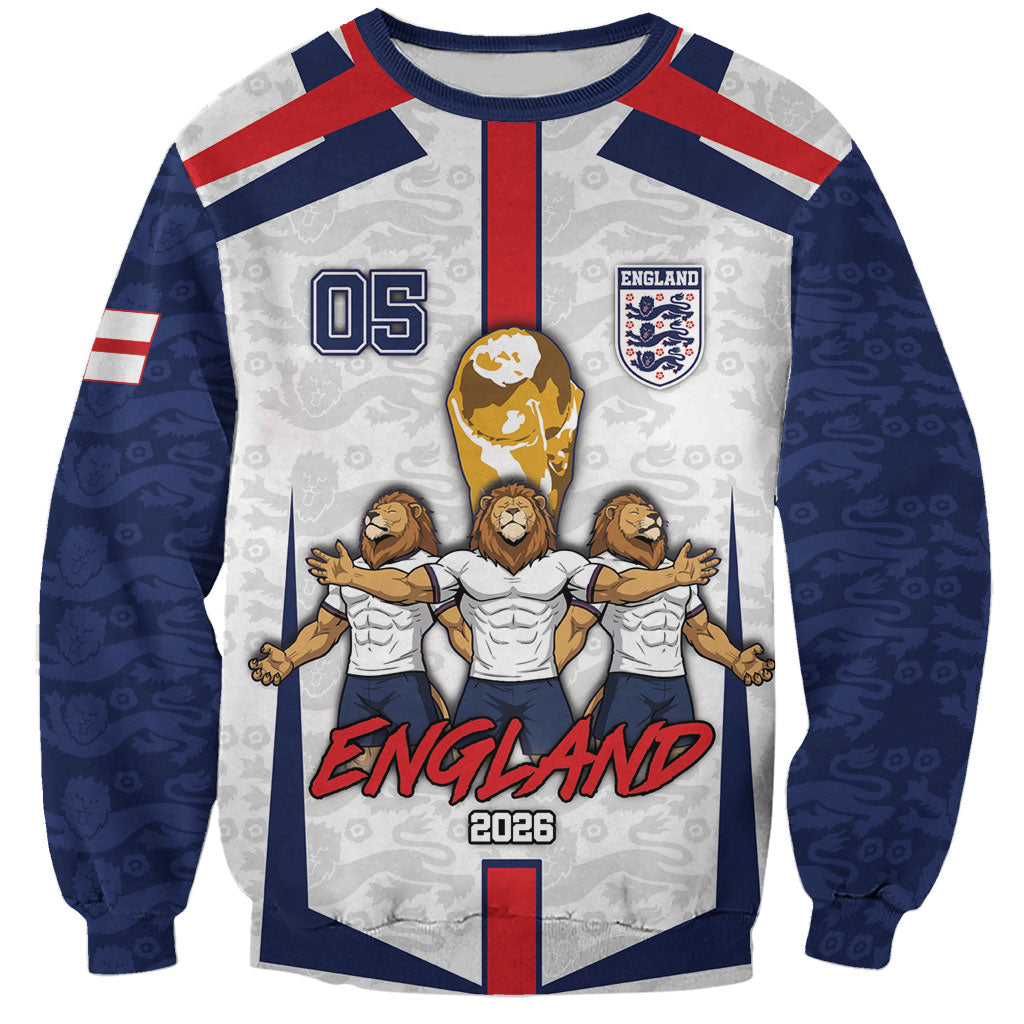 Custom England Football Sweatshirt Three Lions Trophy St George Cross