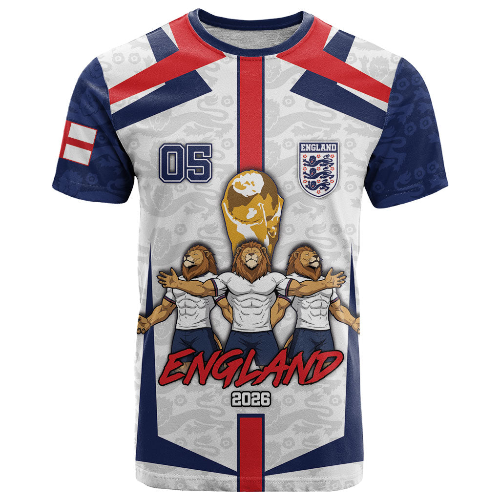 Custom England Football T Shirt Three Lions Trophy St George Cross