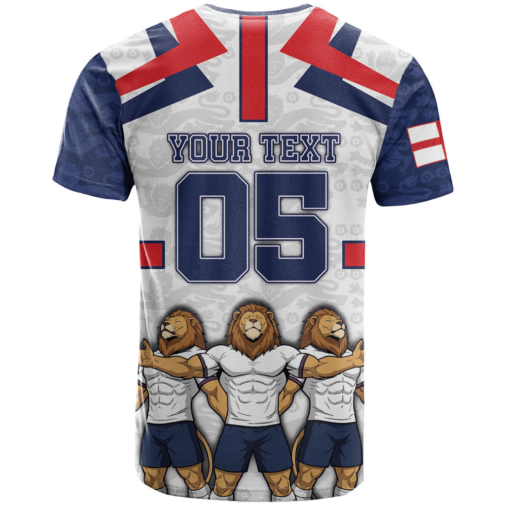 Custom England Football T Shirt Three Lions Trophy St George Cross