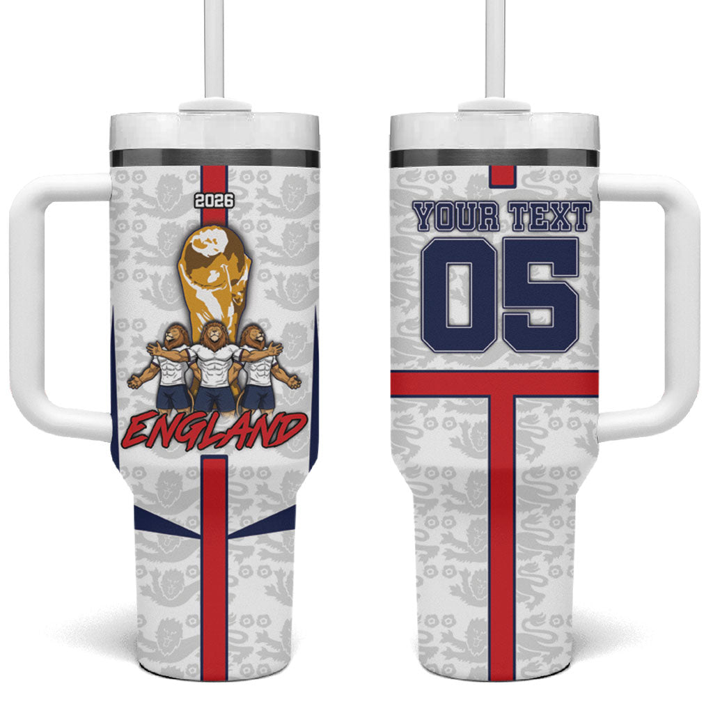Custom England Football Tumbler With Handle Three Lions Trophy St George Cross