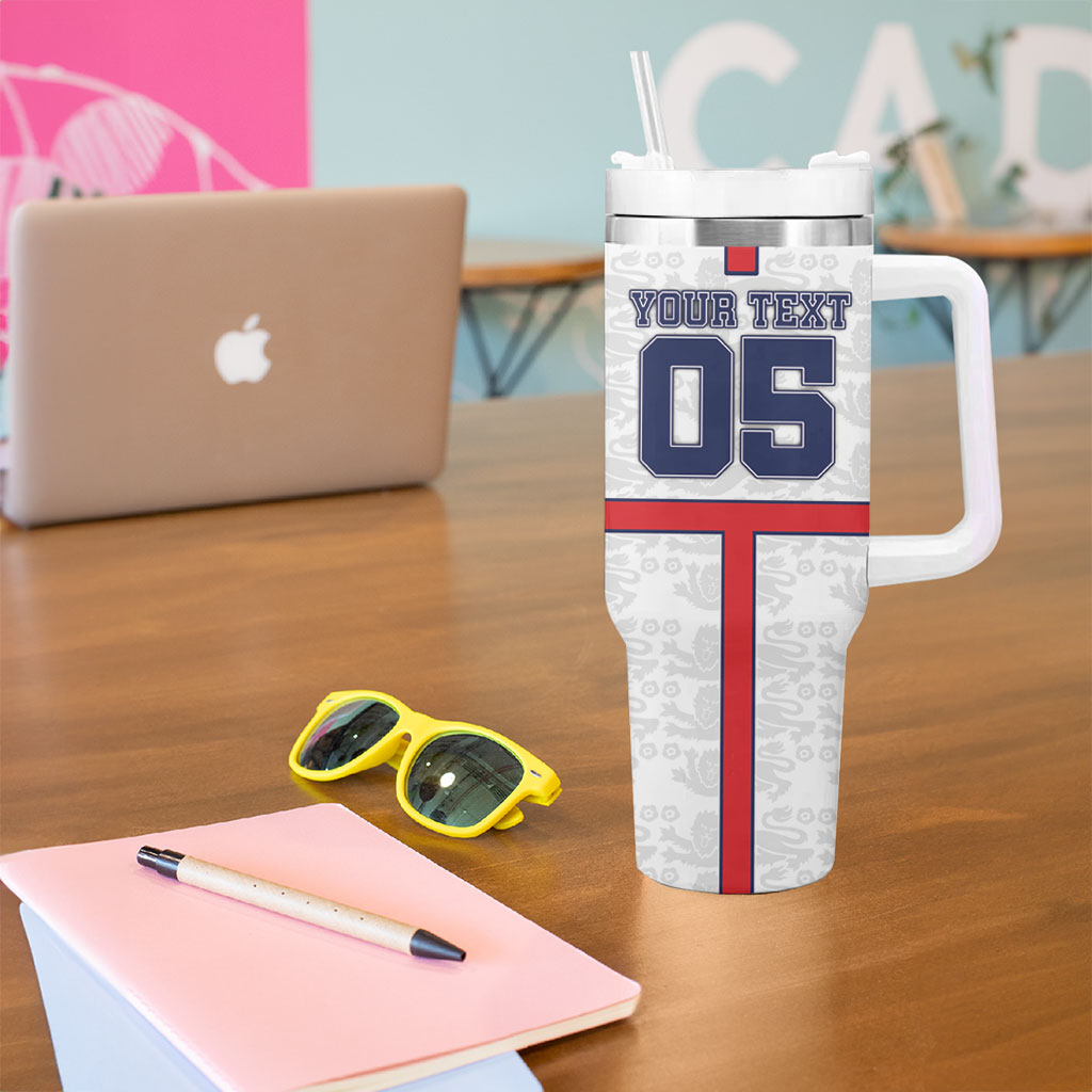 Custom England Football Tumbler With Handle Three Lions Trophy St George Cross