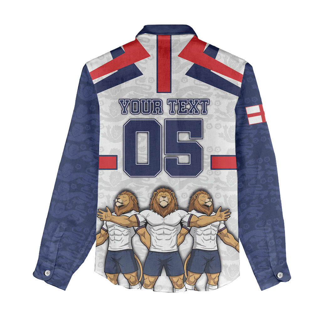 Custom England Football Women Casual Shirt Three Lions Trophy St George Cross