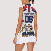 Custom England Football Women Sleeveless Polo Shirt Three Lions Trophy St George Cross