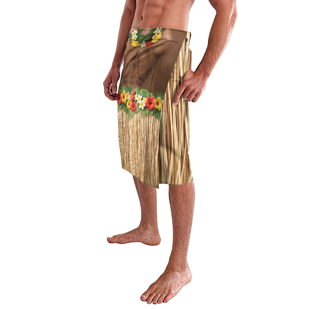 Muscle Hairy Hawaii 3D Funny Graphic Lavalava Six Pack Abs Flower Lei Luau Prank DT05 - Polynesian Pride