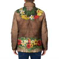 Muscle Hairy Hawaii 3D Funny Graphic Padded Jacket Six Pack Abs Flower Lei Luau Prank DT05 - Polynesian Pride