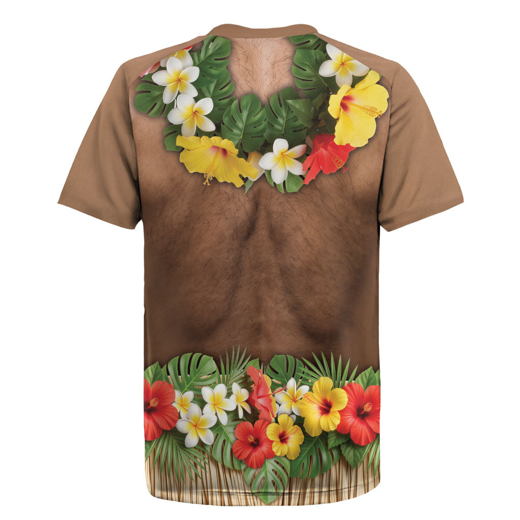 Muscle Hairy Hawaii 3D Funny Graphic Rugby Jersey Six Pack Abs Flower Lei Luau Prank DT05 - Polynesian Pride