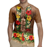 Muscle Hairy Hawaii 3D Funny Graphic Rugby Jersey Six Pack Abs Flower Lei Luau Prank DT05 - Polynesian Pride