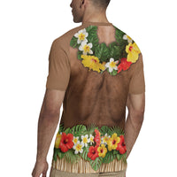 Muscle Hairy Hawaii 3D Funny Graphic Rugby Jersey Six Pack Abs Flower Lei Luau Prank DT05 - Polynesian Pride