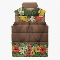 Muscle Hairy Hawaii 3D Funny Graphic Sleeveless Puffer Jacket Six Pack Abs Flower Lei Luau Prank DT05 - Polynesian Pride