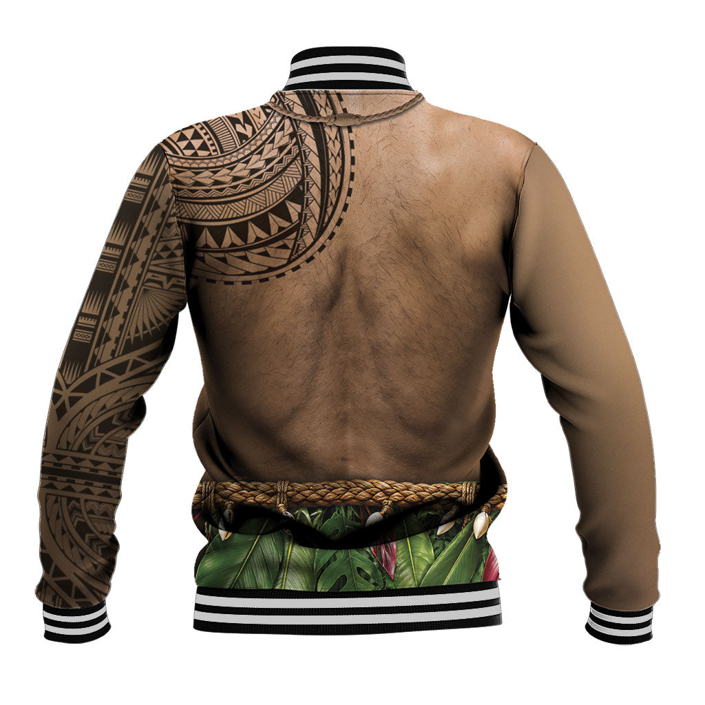 Warrior Muscle Tattoo 3D Funny Graphic Baseball Jacket Six Pack Abs Bone Necklace Leaf Skirt DT05 - Polynesian Pride