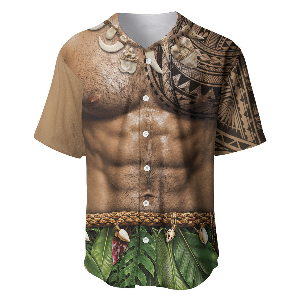 Warrior Muscle Tattoo 3D Funny Graphic Baseball Jersey Six Pack Abs Bone Necklace Leaf Skirt