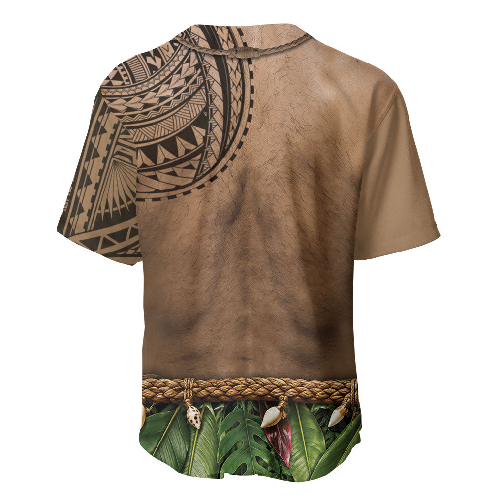 Warrior Muscle Tattoo 3D Funny Graphic Baseball Jersey Six Pack Abs Bone Necklace Leaf Skirt DT05 - Polynesian Pride