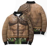 Warrior Muscle Tattoo 3D Funny Graphic Bomber Puffer Jacket Six Pack Abs Bone Necklace Leaf Skirt DT05 - Polynesian Pride