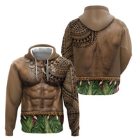 Warrior Muscle Tattoo 3D Funny Graphic Hoodie Six Pack Abs Bone Necklace Leaf Skirt DT05 - Polynesian Pride