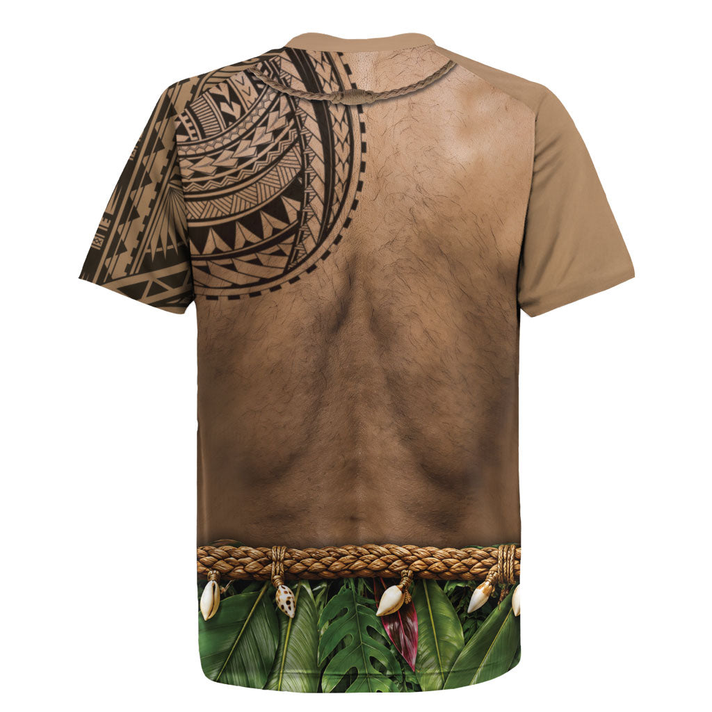 Warrior Muscle Tattoo 3D Funny Graphic Rugby Jersey Six Pack Abs Bone Necklace Leaf Skirt DT05 - Polynesian Pride