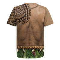 Warrior Muscle Tattoo 3D Funny Graphic Rugby Jersey Six Pack Abs Bone Necklace Leaf Skirt DT05 - Polynesian Pride